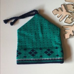 Top Notch Knits Vintage Winter Hat Teal Green & Navy Blue OS